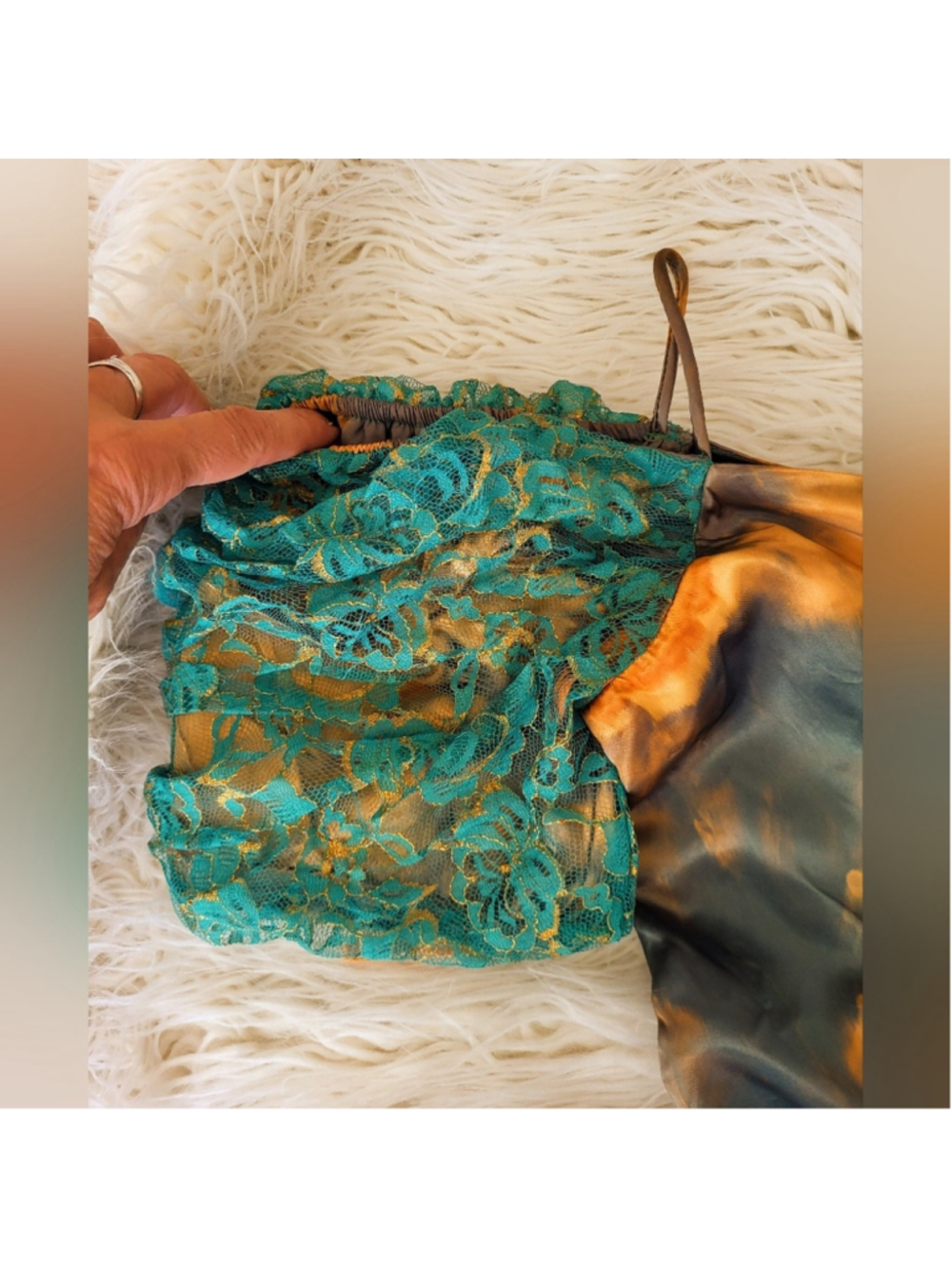 Vintage 1980s Metallic Lace Puff-Sleeve Top (Upcycled) - Picture 4 of 10